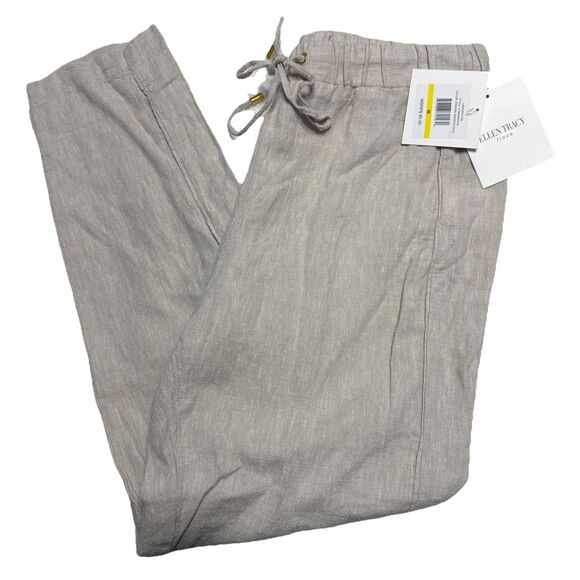Women’s Ellen Tracy NWT beige linen drawstring pants Medium - Picture 1 of 10